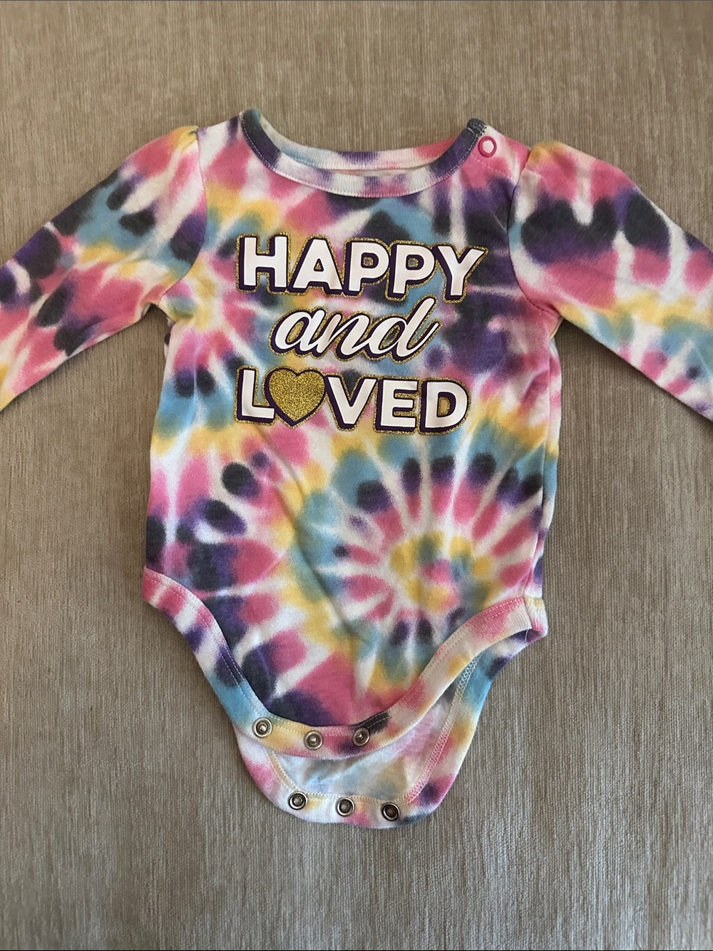 Happy and Loved Tie-Dye Long-Sleeve Baby One-Piece